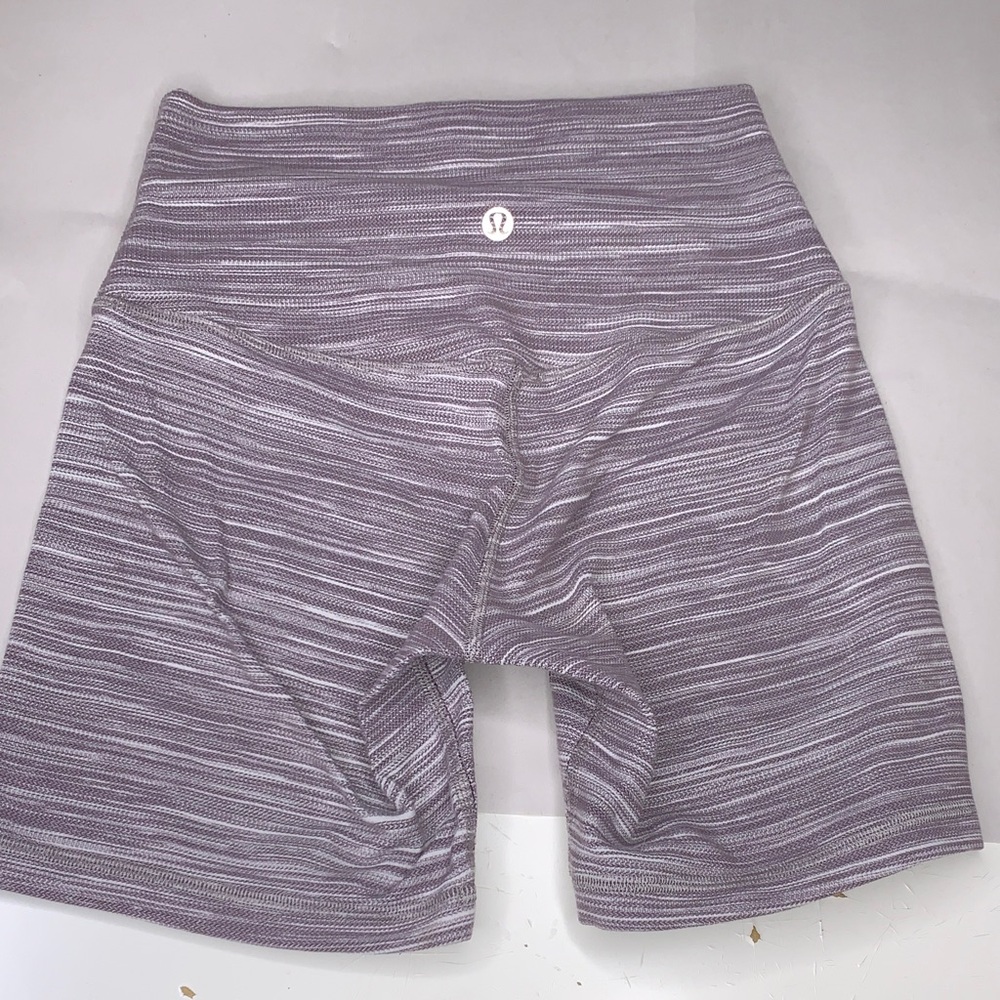lululemon athletica Women's Purple Striped Bike Shorts aligne size 4